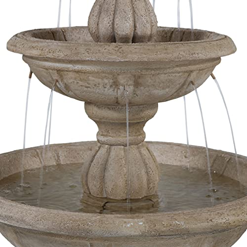 Sunnydaze 3-Tier Cornucopia Outdoor Water Fountain for The Patio or Backyard - 61-Inch H Ivory