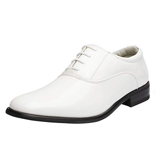 Bruno Marc Men's Faux Patent Leather Tuxedo Dress Shoes Classic Lace-up Formal Oxford White 11 M US CEREMONY-05