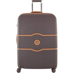 DELSEY Paris Chatelet Hard+ Hardside Luggage with Spinner Wheels, Chocolate Brown, Checked-Large 28 Inch, with Brake