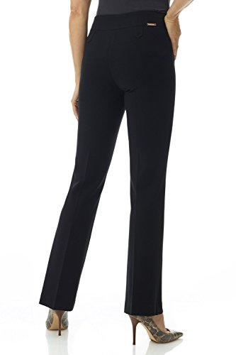 Rekucci Womens Secret Figure Pull-On Knit Bootcut Pants w/Tummy Control (Black, 12)