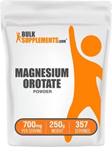 bulksupplements.com magnesium orotate powder - magnesium supplement, high absorption magnesium, magnesium orotate supplements - gluten free, 700mg (49mg of magnesium) per serving, 250g (8.8 oz)