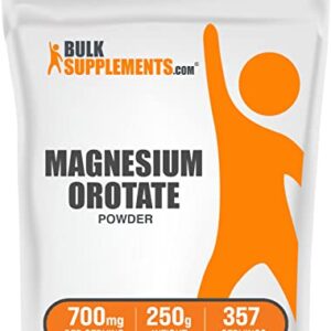 BulkSupplements.com Magnesium Orotate Powder - Magnesium Supplement, High Absorption Magnesium, Magnesium Orotate Supplements - Gluten Free, 700mg (49mg of Magnesium) per Serving, 250g (8.8 oz)