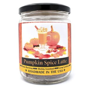pumpkin spice latte scented jar candle - highly scented - made with plant based wax - handmade in the usa - candeo candle (pumpkin spice latte, large jar)