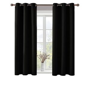 deconovo solid thermal insulated grommet blackout curtains/drapes for bedroom and living room (2 panels set, 42 inches wide by 63 inches long, black)