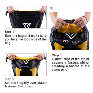 Vitchelo Waterproof Backpack Dry Bag for Women & Men - 30L Floating Storage Waterproof Bag with Phone Case - Lightweight Back Pack for Travel, Swimming, Boating, Kayaking, Hiking, Camping and Beach