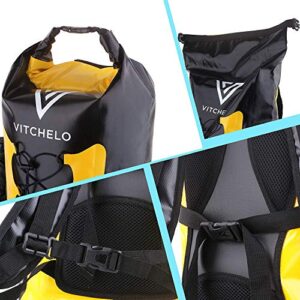 Vitchelo Waterproof Backpack Dry Bag for Women & Men - 30L Floating Storage Waterproof Bag with Phone Case - Lightweight Back Pack for Travel, Swimming, Boating, Kayaking, Hiking, Camping and Beach