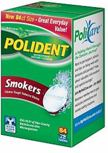 Polident Smokers, Antibacterial Denture Cleanser 84 ea (Pack of 4)