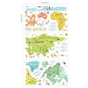 DECOWALL DLT-1616N Colourful World Map Kids Wall Stickers Wall Decals Peel and Stick Removable Wall Stickers for Kids Nursery Bedroom Living Room (XLarge) d?cor