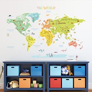 DECOWALL DLT-1616N Colourful World Map Kids Wall Stickers Wall Decals Peel and Stick Removable Wall Stickers for Kids Nursery Bedroom Living Room (XLarge) d?cor