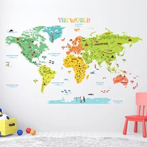 DECOWALL DLT-1616N Colourful World Map Kids Wall Stickers Wall Decals Peel and Stick Removable Wall Stickers for Kids Nursery Bedroom Living Room (XLarge) d?cor