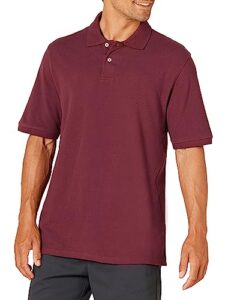 amazon essentials men's regular-fit cotton pique polo shirt (available in big & tall), burgundy, large