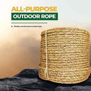 SGT KNOTS Twisted Manila Rope - Natural 3 Strand Fiber Hemp Rope for Indoor and Outdoor Use | Multipurpose Manila Rope for Crafts, DIY Projects, Home Decorating, Climbing | 1/2 in x 50 ft