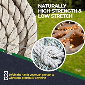 SGT KNOTS Twisted 100% Cotton Rope for DIY Projects, Crafts, Macrame Cord, Commercial, Agricultural - High Strength, Natural (1/4" x 50ft, Natural)