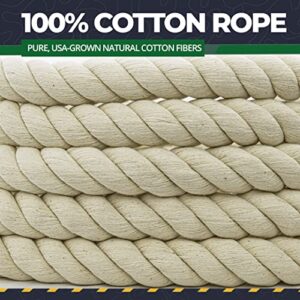 SGT KNOTS Twisted 100% Cotton Rope for DIY Projects, Crafts, Macrame Cord, Commercial, Agricultural - High Strength, Natural (1/4" x 50ft, Natural)