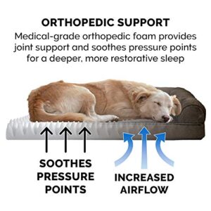 Furhaven Orthopedic Dog Bed for Large/Medium Dogs w/ Removable Bolsters & Washable Cover, For Dogs Up to 55 lbs - Plush & Suede Sofa - Espresso, Large