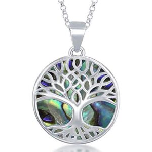 sterling silver tree of life necklace for women - natural abalone shell jewelry - abalone necklace for women - family tree pendant necklace for mom - jewelry for her - unique gifts for women