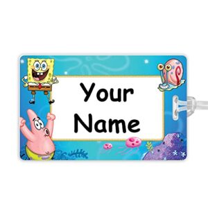 spongebob squarepants theme personalized waterproof custom name large bag tag - camping gear, luggage, kindergarten