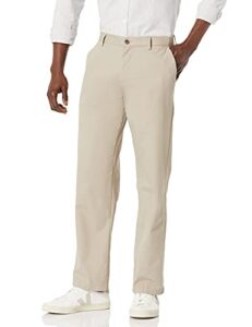 amazon essentials men's classic-fit wrinkle-resistant flat-front chino pant (available in big & tall), khaki brown, 34w x 32l