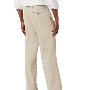 Amazon Essentials Men's Classic-Fit Wrinkle-Resistant Flat-Front Chino Pant (Available in Big & Tall), Khaki Brown, 34W x 32L