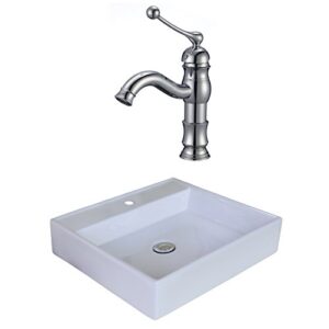 royal purple bath kitchen rpbk-18011 17" w x 17" d square vessel set with single hole cupc faucet, white