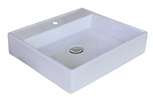 Royal Purple Bath Kitchen RPBK-18011 17" W x 17" D Square Vessel Set with Single Hole CUPC Faucet, White