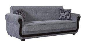 beyan surf avenue collection tufted large folding sofa sleeper bed with storage space and includes 2 pillows, gray