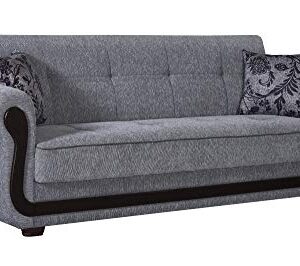 BEYAN Surf Avenue Collection Tufted Large Folding Sofa Sleeper Bed with Storage Space and Includes 2 Pillows, Gray