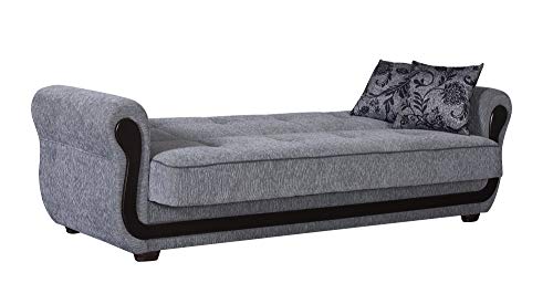 BEYAN Surf Avenue Collection Tufted Large Folding Sofa Sleeper Bed with Storage Space and Includes 2 Pillows, Gray