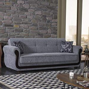 BEYAN Surf Avenue Collection Tufted Large Folding Sofa Sleeper Bed with Storage Space and Includes 2 Pillows, Gray