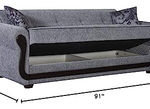 BEYAN Surf Avenue Collection Tufted Large Folding Sofa Sleeper Bed with Storage Space and Includes 2 Pillows, Gray