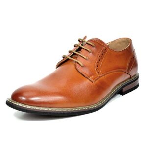bruno marc mens leather lined dress shoes, brown - 9.5 (oxford)