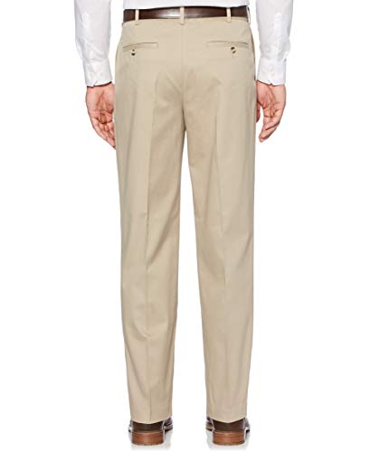 Savane Men's Stretch Ultimate Performance Pleated Chino Pants with Expandable Waistband (Waist Size 30 - 60 Big & Tall) , Ultimate Mid Khaki, 44W x 28L Big Tall