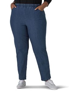 chic classic collection women's stretch elastic waist pull-on legging pant mid shade denim 14 petite