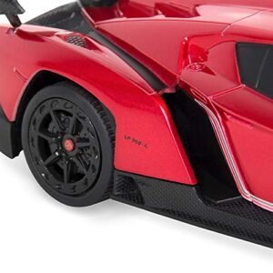 Best Choice Products 1:24 Scale Kids Licensed RC Lamborghini Veneno Car, Head and Taillights, Red