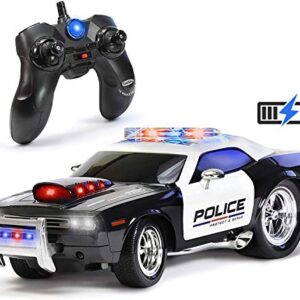 KidiRace Remote Control Police Car Toy with Lights and Sirens for Boys - Rechargeable Cop Car - Durable RC Police Car Toy for Kids 3 Years and Up