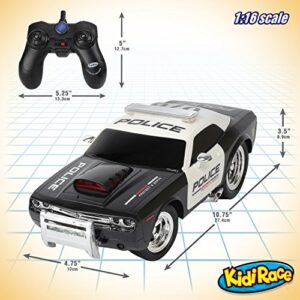 KidiRace Remote Control Police Car Toy with Lights and Sirens for Boys - Rechargeable Cop Car - Durable RC Police Car Toy for Kids 3 Years and Up