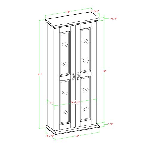 Walker Edison 4 Tier Shelf Living Room Storage Tall Bookshelf Cabinet Doors Home Office Tower Media Organizer, 41 Inch, Grey