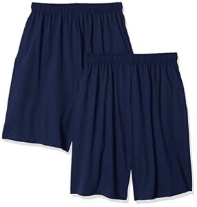 hanes boys jersey short (pack of 2) tank top, navy, medium us