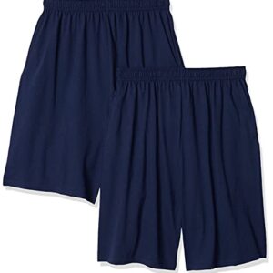 Hanes boys Jersey Short (Pack of 2) Tank Top, Navy, Medium US