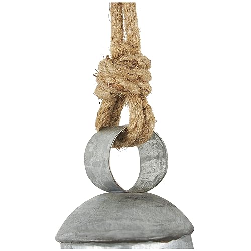 Deco 79 Metal Tibetan Inspired Meditation Decorative Cow Bell with Jute Hanging Rope, Set of 3 12",9",6"H, Gray