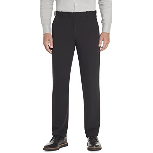 Van Heusen Men's Flex Straight Fit Flat Front Pant, Black, 38W x 32L