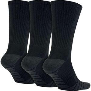 Nike Unisex Dri-Fit Cushioned Crew Socks 3 Pair-Black-Large