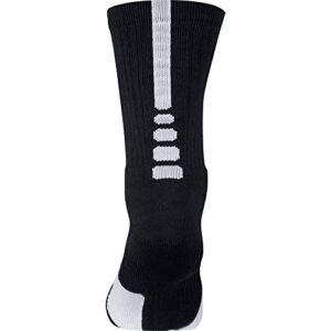 NIKE Unisex Dry Elite 1.5 Crew Basketball Socks (1 Pair), Black/White/White, Small