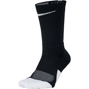 nike unisex dry elite 1.5 crew basketball socks (1 pair), black/white/white, small