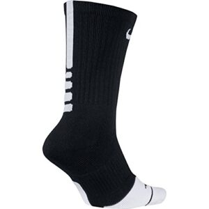 NIKE Unisex Dry Elite 1.5 Crew Basketball Socks (1 Pair), Black/White/White, Small