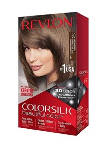 revlon permanent hair color, permanent hair dye, colorsilk with 100% gray coverage, ammonia-free, keratin and amino acids, 50 light ash brown, 4.4 oz (pack of 1)