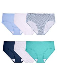 fruit of the loom women's 6 pack comfort covered cotton hipster panties, assorted, 5