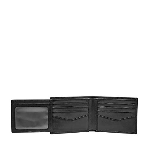 Fossil Men's Ryan Leather RFID-Blocking Bifold with Flip ID Wallet, Black, (Model: ML3729001)