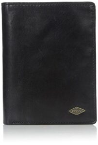 fossil men's ryan leather rfid-blocking large capacity international combination bifold wallet, black, (model: ml3734001)