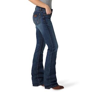 Wrangler Women's Retro Mae Rise Stretch Boot Cut Jean, Mid Wash, 9W x 32L